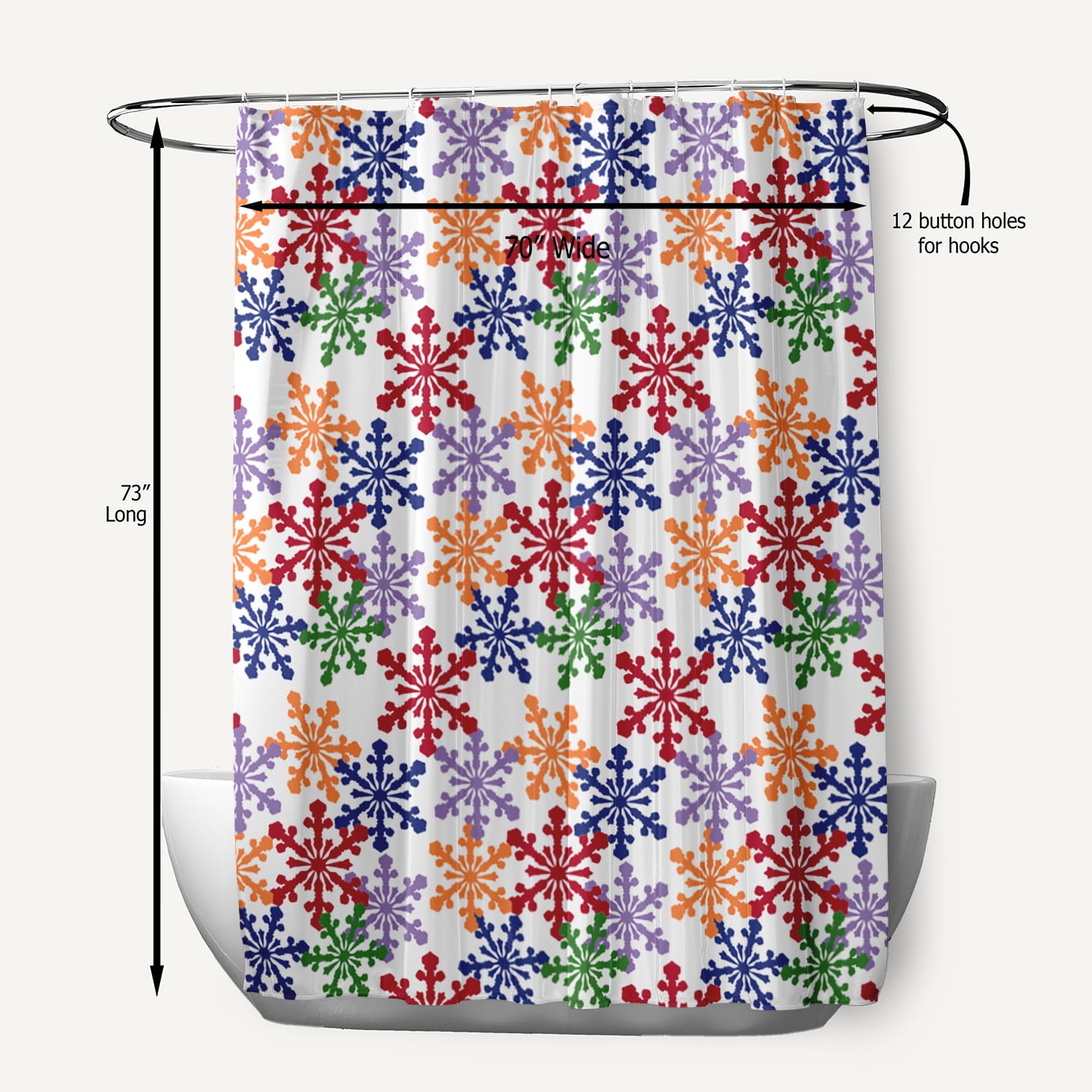 Simply Daisy 70" W x 73" L Snow Fall Polyester Shower Curtain, Orange [1 Ct]