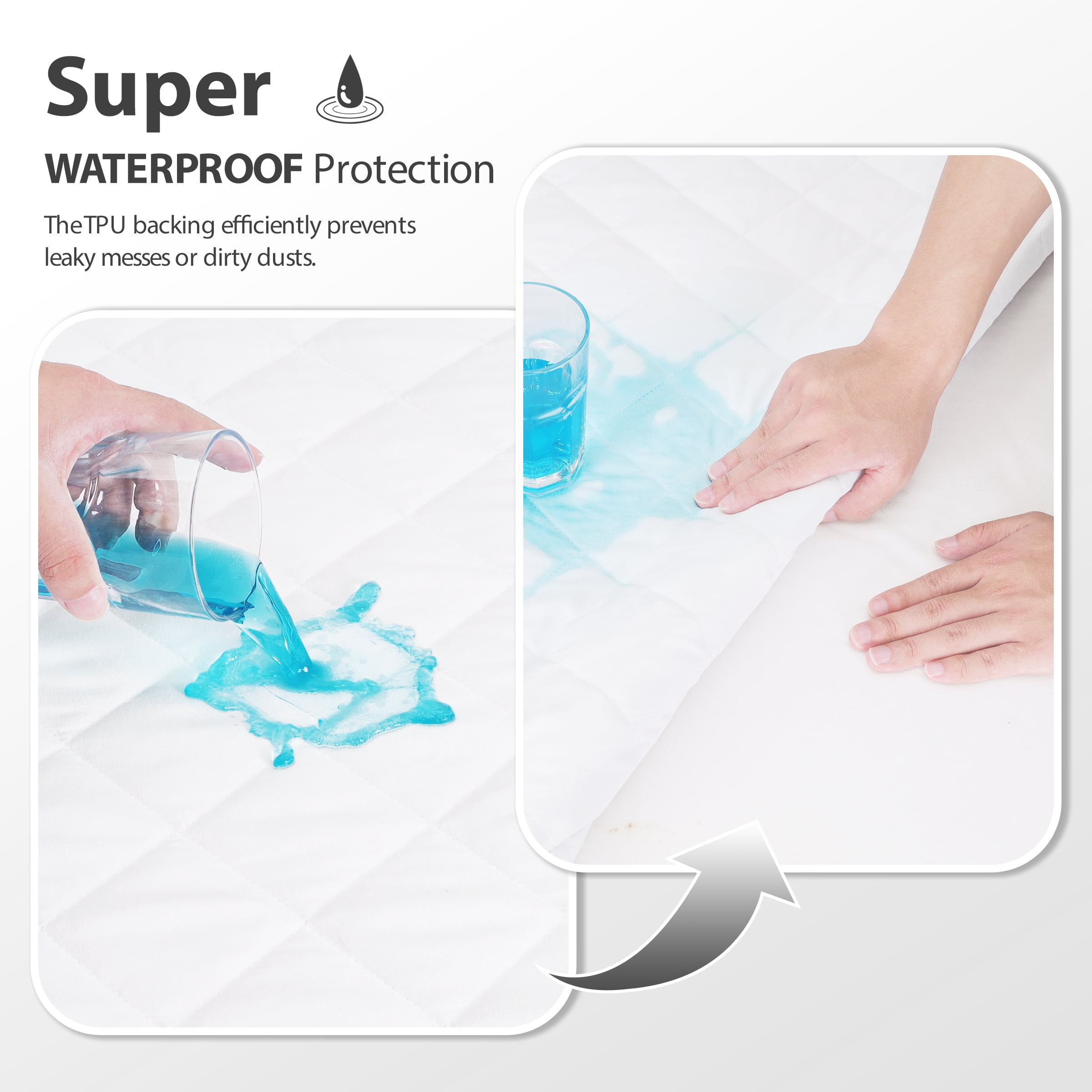 Ruili Twin Size Quilted Fitted Mattress Pad Deep Pocket 8 - 18 inches Waterproof Mattress Protector
