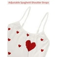 thumbnail image 4 of Gustave Summer Pajama Sets for Women 2 Piece Pjs Ruffle Cami Tops and Shorts Cute Heart Print Camisole Lounge Set Sleepwear Nightwear, Red, S, 4 of 7