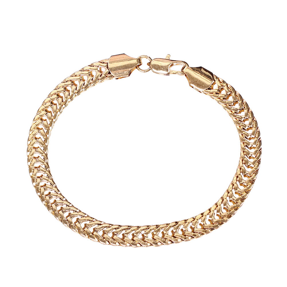 Women's 1mm 14k Yellow Gold Plated Round Snake Chain Link Bracelet 