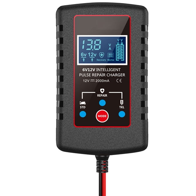 Cargador de batería multifuncional y mantenedor de 6V12V Batería Cargador de cargador para césped de motocicleta con enchufe US