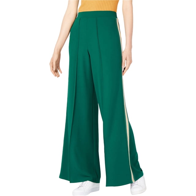 Project 28 Womens Pleated Front Casual Wide Leg Pants, Green, Large