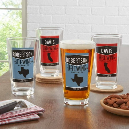 - Personalized Home State Pub Glasses, Single