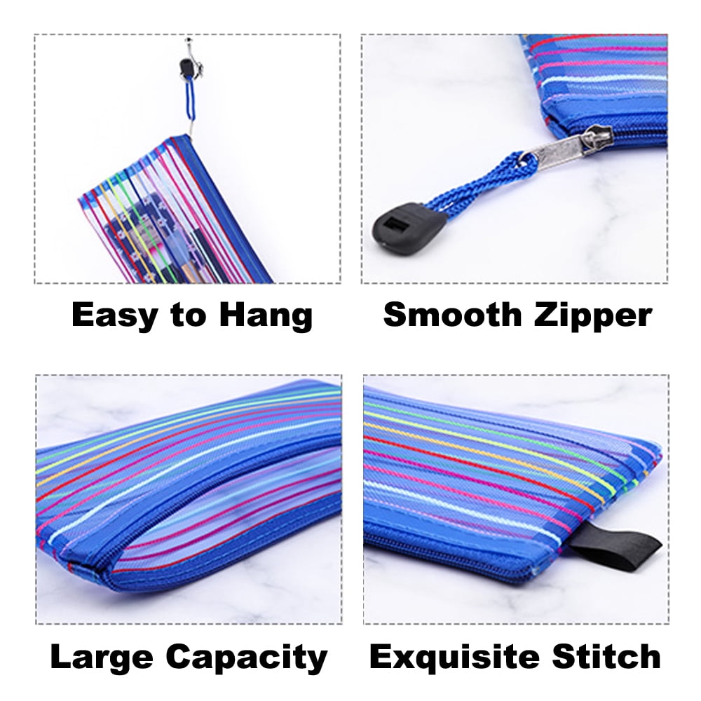 MUKA 24PCS Rainbow Striped Zipper Pouch Waterproof Storage Bags Pencil Case for Travel Cosmetic Toiletry Puzzle Organizing-Green-A6