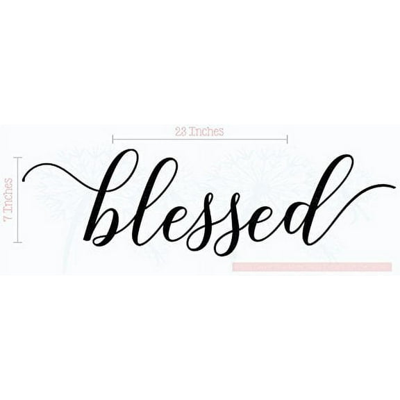 Kitchen Décor Blessed Cursive Elegant Wall Decals Stickers Art 23x7-Inch Black