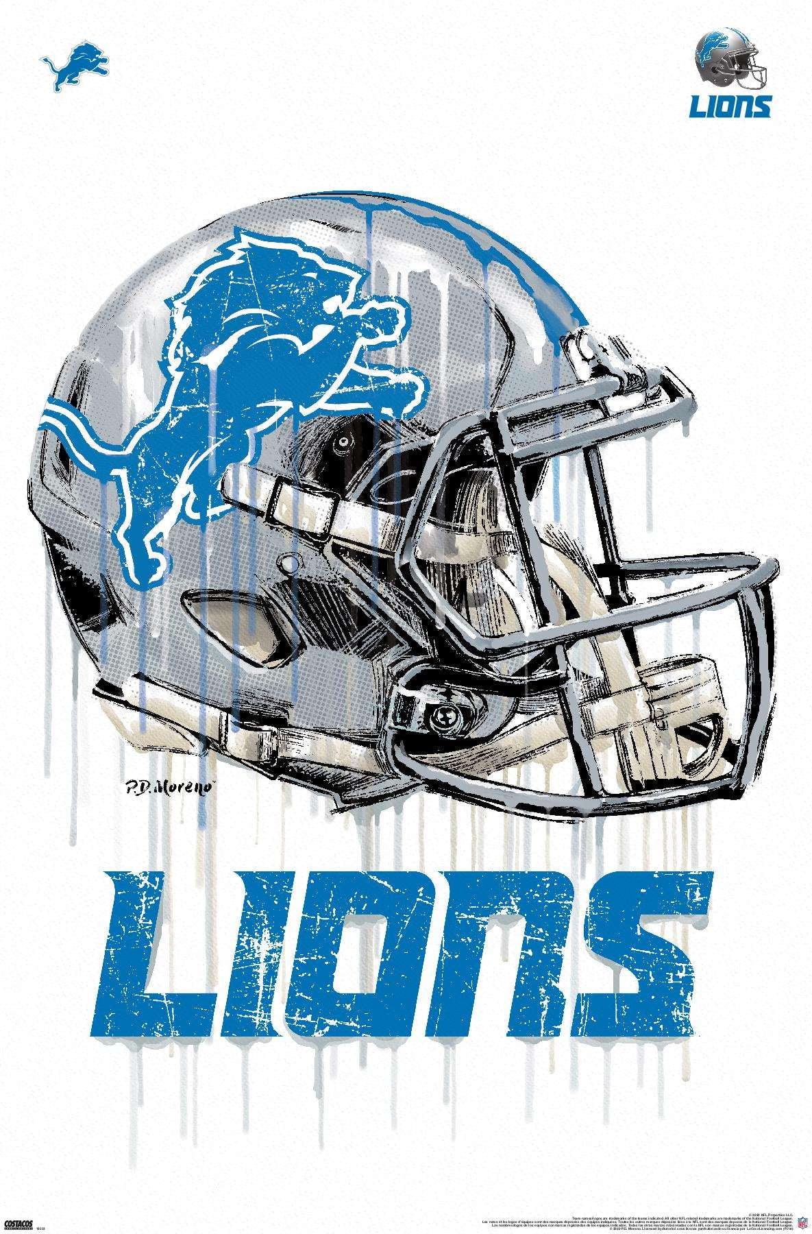 NFL Detroit Lions - Drip Helmet 20 Wall Poster, 22.375" x 34" - Walmart.com