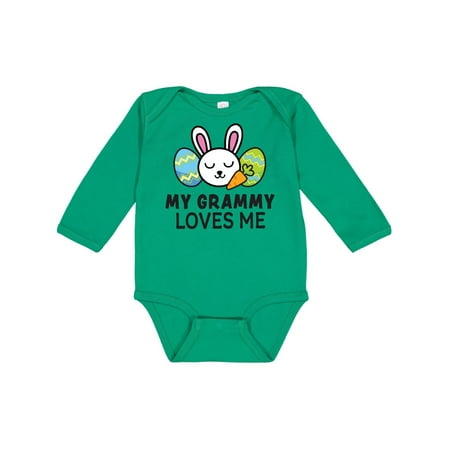 

Inktastic My Grammy Loves Me with Bunny and Easter Eggs Gift Baby Boy or Baby Girl Long Sleeve Bodysuit