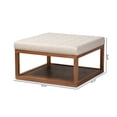 thumbnail image 7 of Bowery Hill Beige Fabric Upholstered Brown Finished Ottoman, 7 of 7