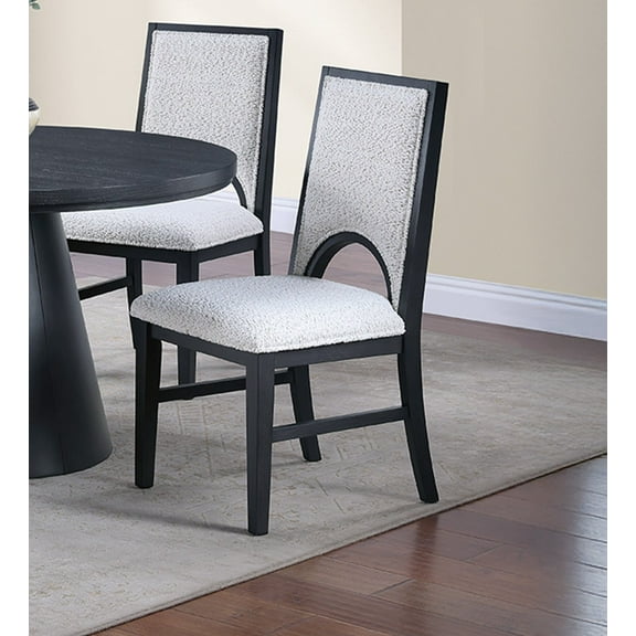 Elegant Comfort Dining Chairs w Cutout Back White Fabric Upholstered Seat 2pc Side Chairs Dning Room Furniture