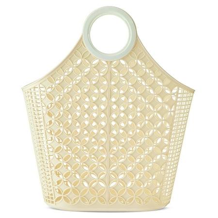 Round Bamboo Basket, Blue and Yellow, 13.5″ x 16″, Easter by Way To Celebrate