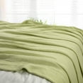 thumbnail image 6 of PiccoCasa 100% Cotton Soft Knitted Throw Solid Blanket for Couch Sofa Bedroom, Yellow Green 60"x79", 6 of 8