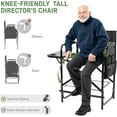 thumbnail image 6 of YEXJ 26" Tall Directors Chair Height Seat Folding with Side Table Storage Bag, Support for 300Lbs Portable Makeup Artist Chair with Bar Height(Dark Green/Black), 6 of 10