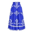thumbnail image 6 of Yucgh Women's Tiered Flowy Floral Skirt with Drawstring High Waist, Pleated Midi Beach Skirt, Lightweight Summer Long Casual Skirt,Royal Blue,XL, 6 of 6