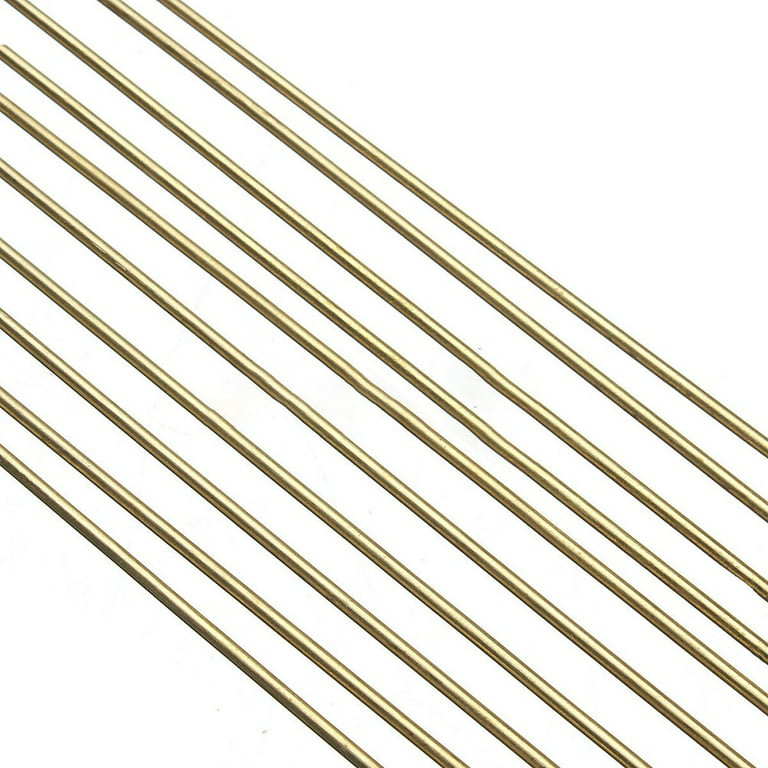 Fule 10 Pcs Brazing Rods Solid Brass Rods Round Brass Stock Pin Brass  Brazing Rods Brass Knife Pins Brass Bar Stock for DIY Craft Drift Punches  Knife Handle Lathe,Diameter 1.6 mm,Length 9.84