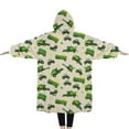 thumbnail image 2 of Oversized Wearable Blanket Hoodie,Cartoon Tractors Green Beige Pattern Sherpa Blanket Hoodie with Super Pockets,Super Warm Fuzzy Pullover for Women & Men, 2 of 6
