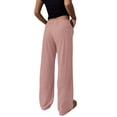 thumbnail image 5 of Uncuffed Pants for Women High Waisted Baggy Sweatpants Drawstring Elastic Waist Comfy Loose Fit Yoga Workout Long Trousers with Pockets Pink M, 5 of 7