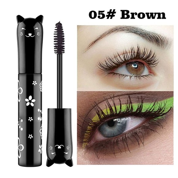 Eyelash Mascara 4D Silk Fiber Starry Sky Mascara Natural Waterproof Long Curling Lash Mascara Thickening Lengthening Colored Mascara Long Lasting Charming Eye Makeup for Women(Coffee)
