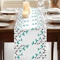 thumbnail image 3 of Teal Green Floral 120 Inch Table Runner, Abstract Botanical Flower Leaf Artwork Farmhouse Dresser Scarf Cotton & Linen Tablerunner for Dining/Kitchen Island/Holiday Party Décor 13" x 120", 3 of 9
