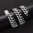 thumbnail image 3 of QQTDFG Spikes Mens Cuban Link Chain Iced Flooded CZ Hip Hop Bracelet Necklace A9409-rhodium plated-Necklace - 22" - 55 cm, 3 of 9