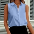 thumbnail image 2 of Aboser Button Down Shirts for Women Sleeveless Tank Tops Business Casual Office Work Shirt Silky Satin Workwear Loose Fit Collared Blouses, 2 of 7