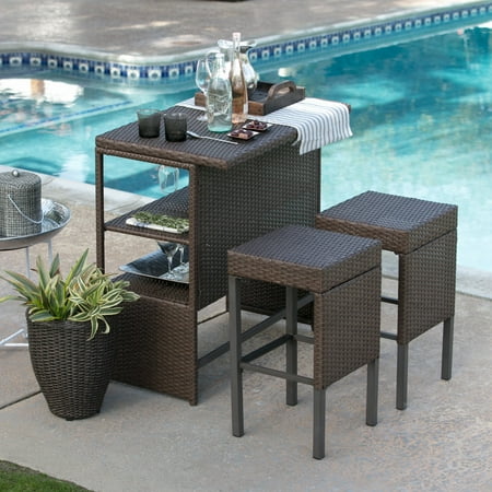 Coral Coast Marby Resin Wicker 3 Piece Patio Bar Set Walmart Com