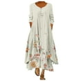thumbnail image 2 of TIMIFIS Robe Maxi pour Femmes Femmes Robe Décontractée à Imprimé Floral Col Rond Manches Longues Irrégulière Ample Longue Robe Mode Automne pour Femmes, 2 of 5