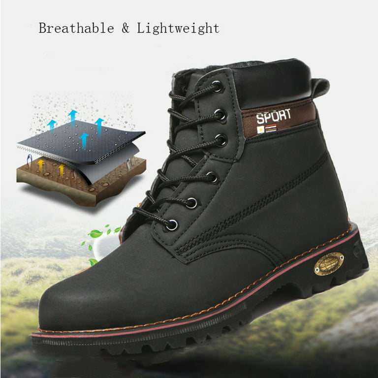 OwnShoe Waterproof Steel Toe Work Shoes for Men Women Leather Safety Boots  Construction Working Sneakers 