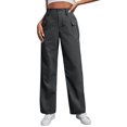 thumbnail image 2 of Kopltyrfg Womens Casual Cargo Pants High Waisted Wide Leg Trousers Palazzo Y2k Streetwear Pants for Women with Pockets (Gray,S), 2 of 9