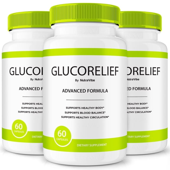 (3 Pack) GlucoRelief Capsules - Official Gluco Relief Pills to Maintain Overall Health, All Natural Blood Formula For Healthy and Stable Levels, GlucoRelief Review (180 Capsules)