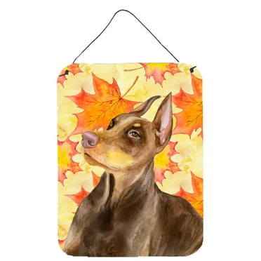 Carolines Treasures BB9970DS1216 Doberman Pinscher Fall Wall or Door Hanging Prints Yellow 12WX16H multicolor