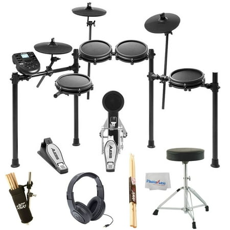 - Alesis Nitro Mesh 8 Piece Electronic Drum Kit Essentials BUNDLE