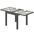thumbnail image 1 of Extendable Patio Dining Table - Clear Tempered Glass & Aluminum Outdoor Table | 63" Garden Table for Backyard, Deck & Lawn, 1 of 7