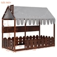 thumbnail image 3 of Aukfa Twin House Bed with Fence and Tent for Kids, Wooden Montessori Bed with LED Lights & Storage Shelves for Toddler Boys and Girls Bedroom, Espresso, 3 of 8