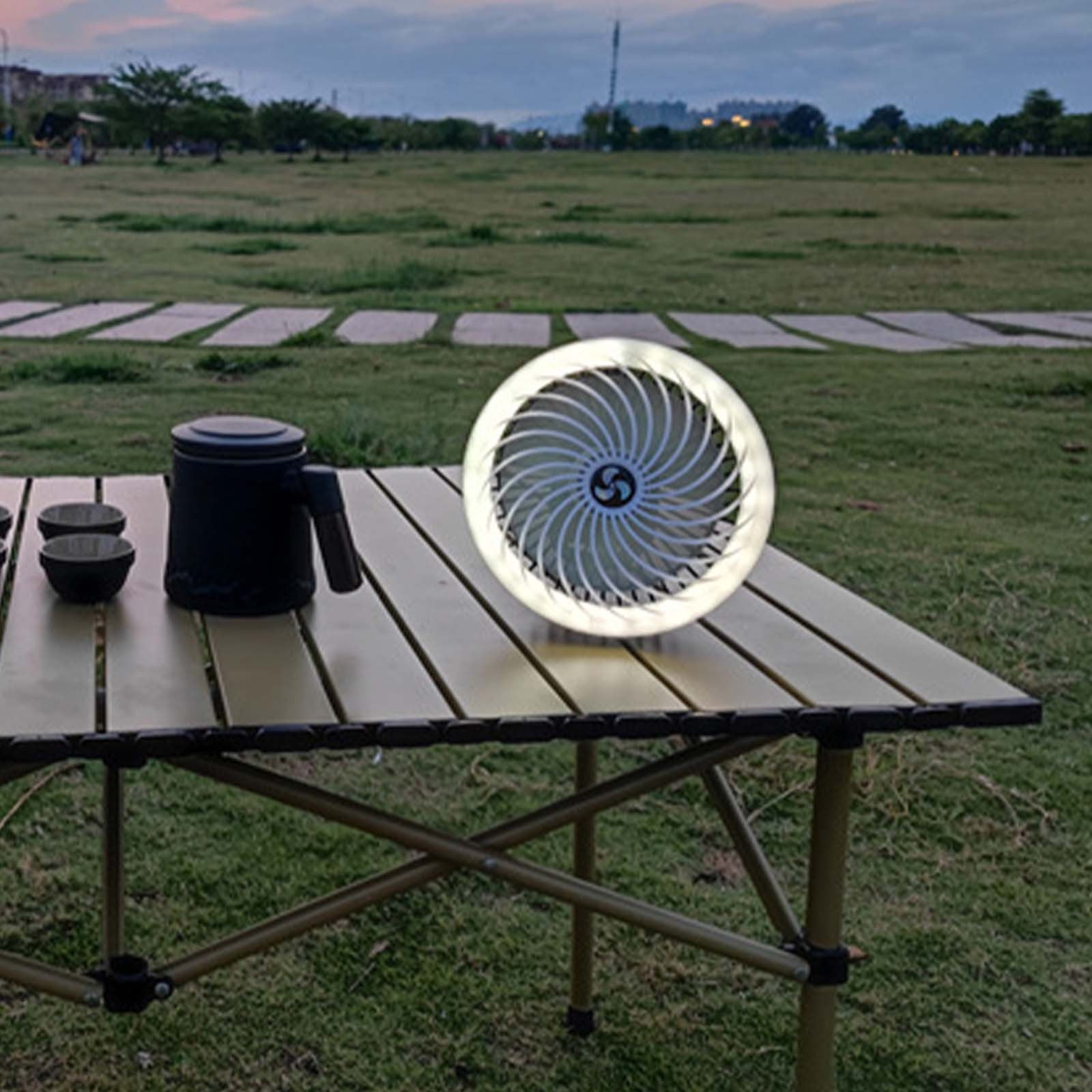 Bwiyojiz Kitchen & Dining Camping Fan with Light Rechargeable Battery 1200mAh Powered Tent Fans Hook 3 Speed Portable USB Desk for and Home, Gifts for Women