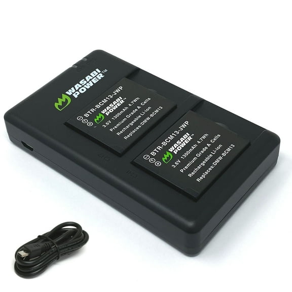 Wasabi Power Battery (2-Pack) and Micro USB Dual Charger for Panasonic DMW-BCM13