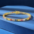 thumbnail image 2 of GEMSME Tennis Bracelets for Women Cubic Zirconia Bracelet 18K Yellow Gold Plated 3MM Square Colorful CZ Dainty Jewelry Gifts 7 Inch, 2 of 5
