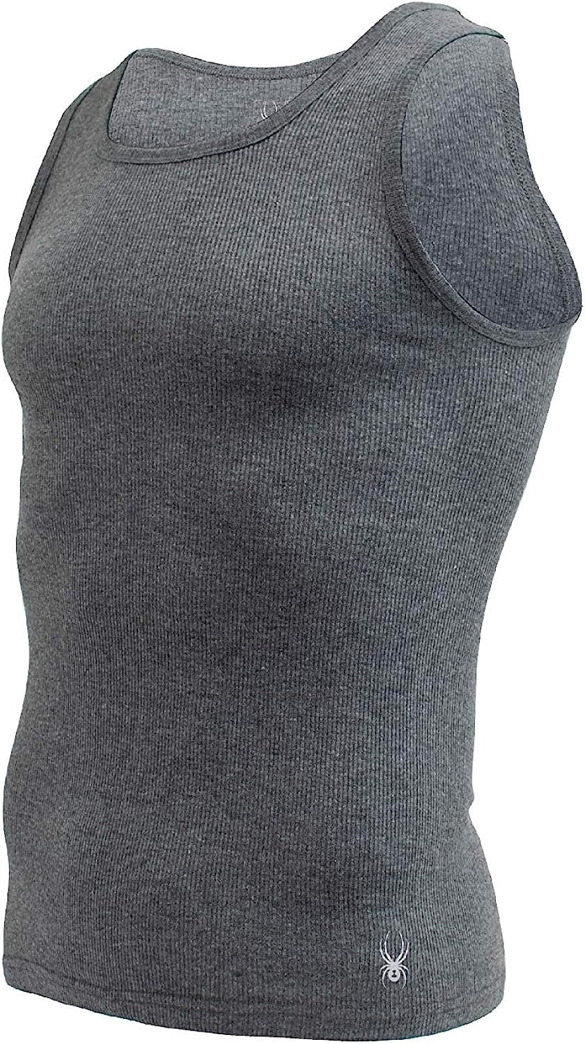 Spyder Mens Pro Cotton Pro Stretch Tank Tops A Shirts (White/Grey/Black/Charcoal, Medium)