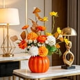 thumbnail image 5 of Pumpkin-Shaped Ceramic Vase with Handmade Silk Flower Arrangement for Living Room, Dining Table, and Home Decor Orange, 5 of 5
