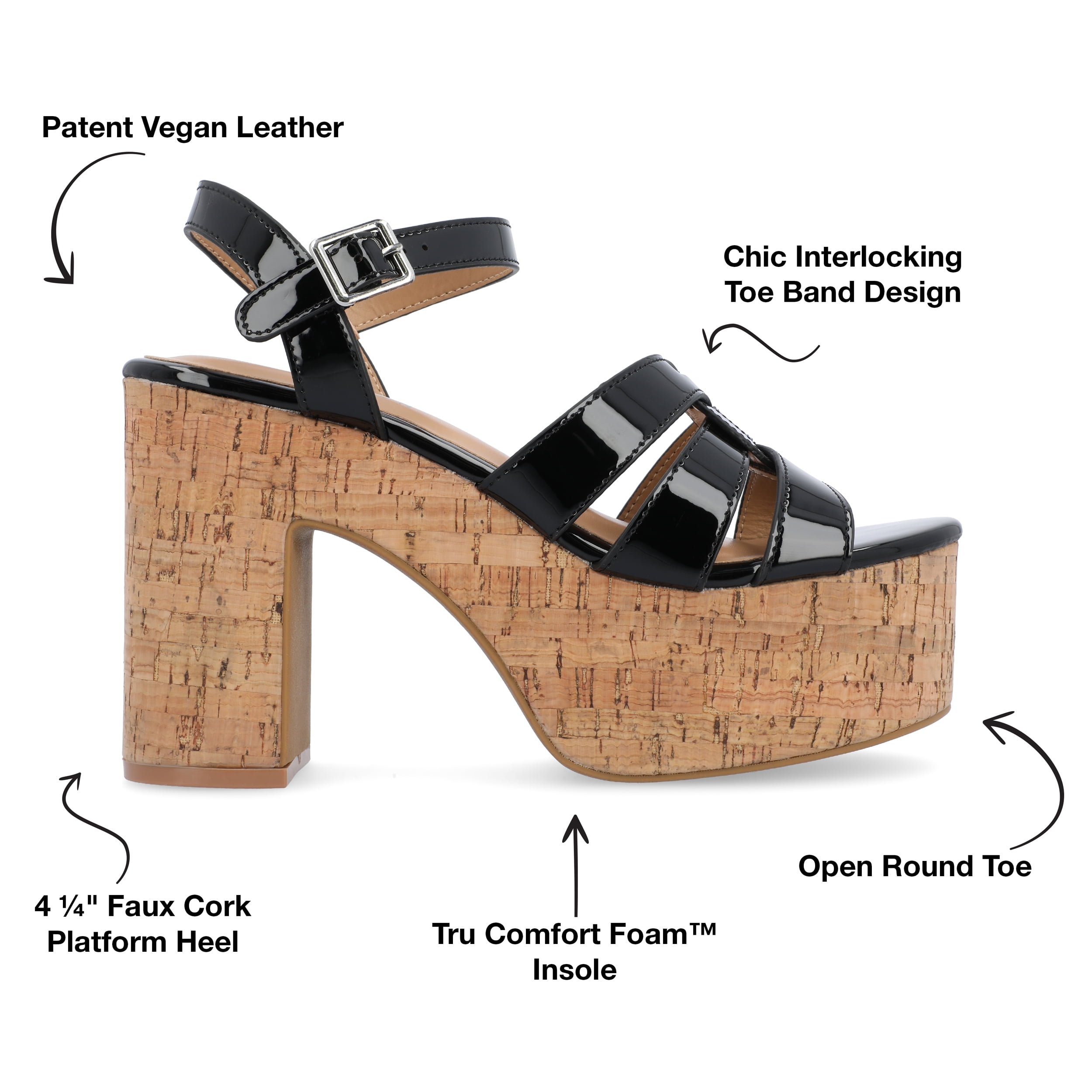 Journee Womens Jania Buckle Platform Sandals