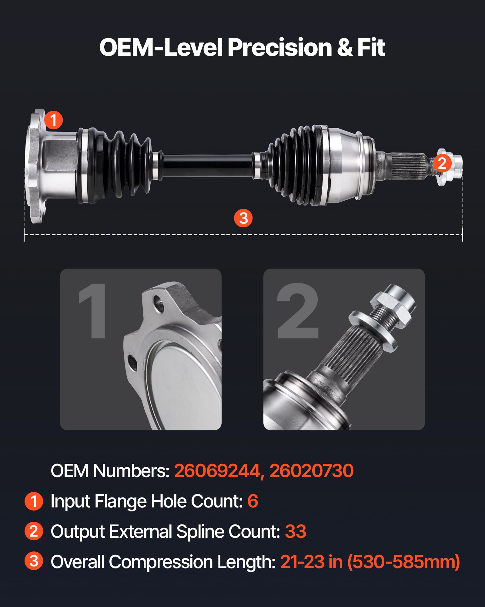 VEVOR CV Axle Shaft Assembly, 2 Pieces Front Left & Right (Driver and Passenger Side), Automotive Replacement Axles Pair Compatible with 1999-2006 Chevrolet Silverado 1500,Alloy Steel & Carbon Steel