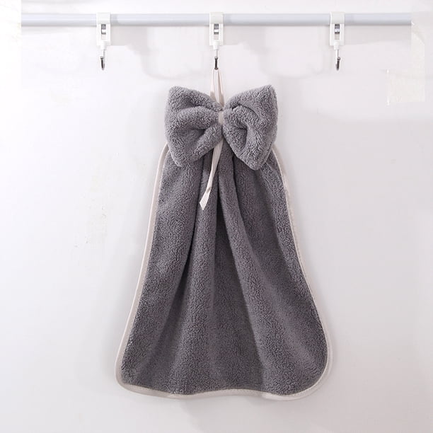 Paquete de 2 toallas de mano colgantes para baño, cocina, toallas de cocina colgantes, microfibra de forro polar de coral supersuave y altamente absorbente con lazo para colgar de secado rápido, colo JAMW Sencillez