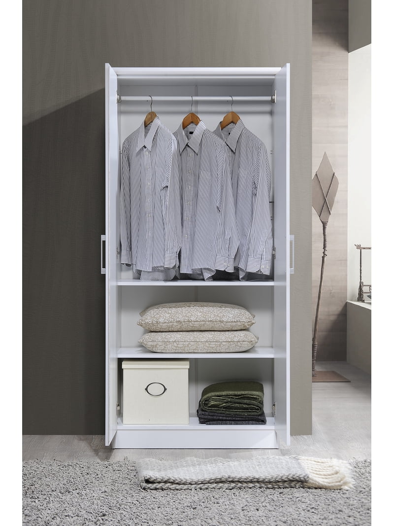 Hodedah 2-Door Wardrobe with 4-Shelves, White - Walmart.com