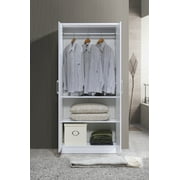 Hodedah 2-Door Wardrobe with 4-Shelves, White