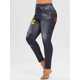 thumbnail image 1 of Más el tamaño de 3D de talle alto mariposa de la impresión Jeggings Rosegal Leggings de talla grande, 1 of 5