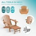 thumbnail image 6 of FODINGHILL Folding Adirondack Chair with Ottoman, Adjustable Backrest HDPE All-Weather Firepit Chair with Cup Holder, Teak, 6 of 8