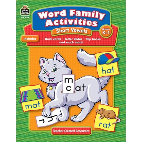 Pre-Owned Word Family Activities: Short Vowels Grd K-1: Short Vowels Grd K-1, 9781420620764, 1420620762, Paperback,