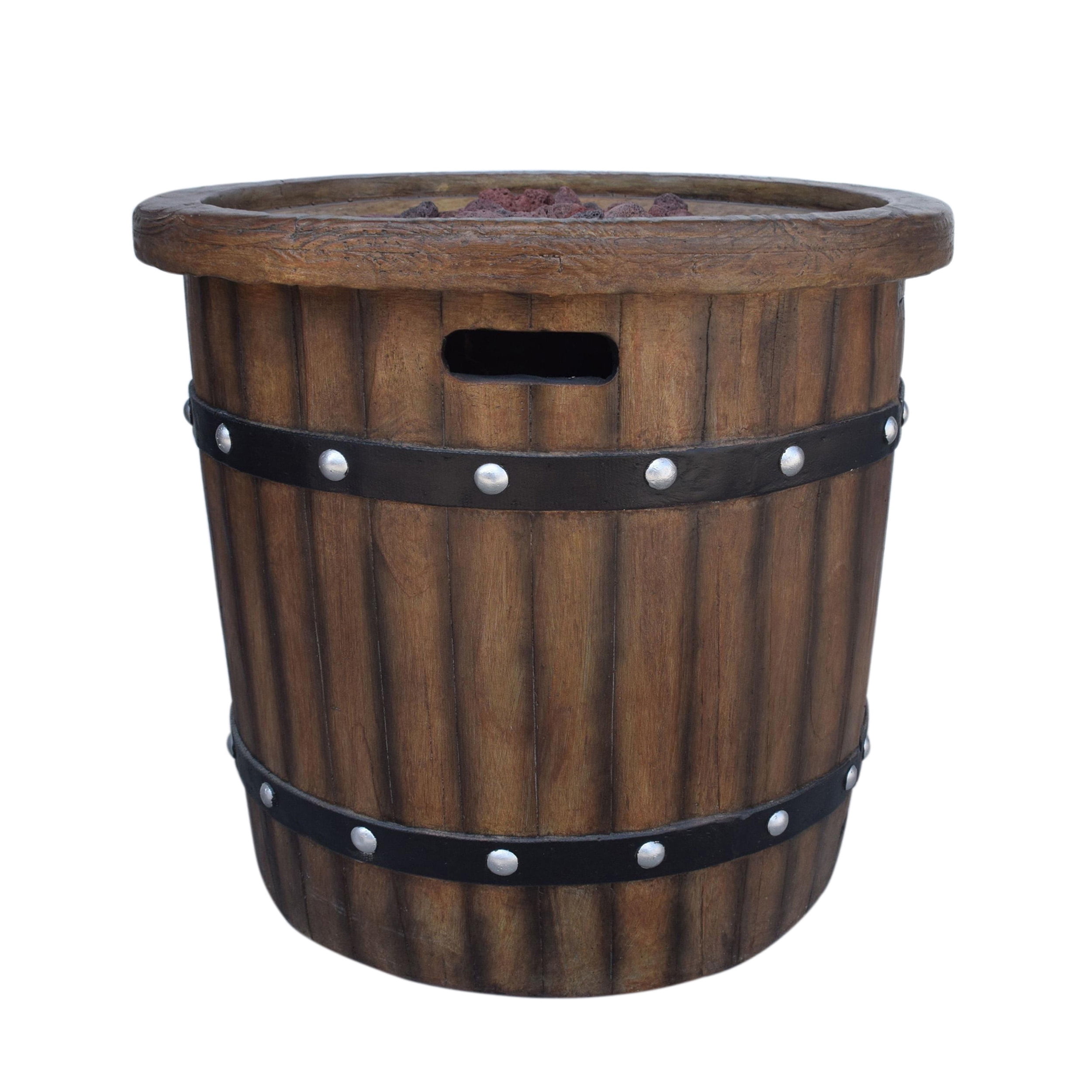 GDF Studio Muriel Outdoor 25" Light Weight Concrete Round Fire Pit 40K BTU, Dark Brown