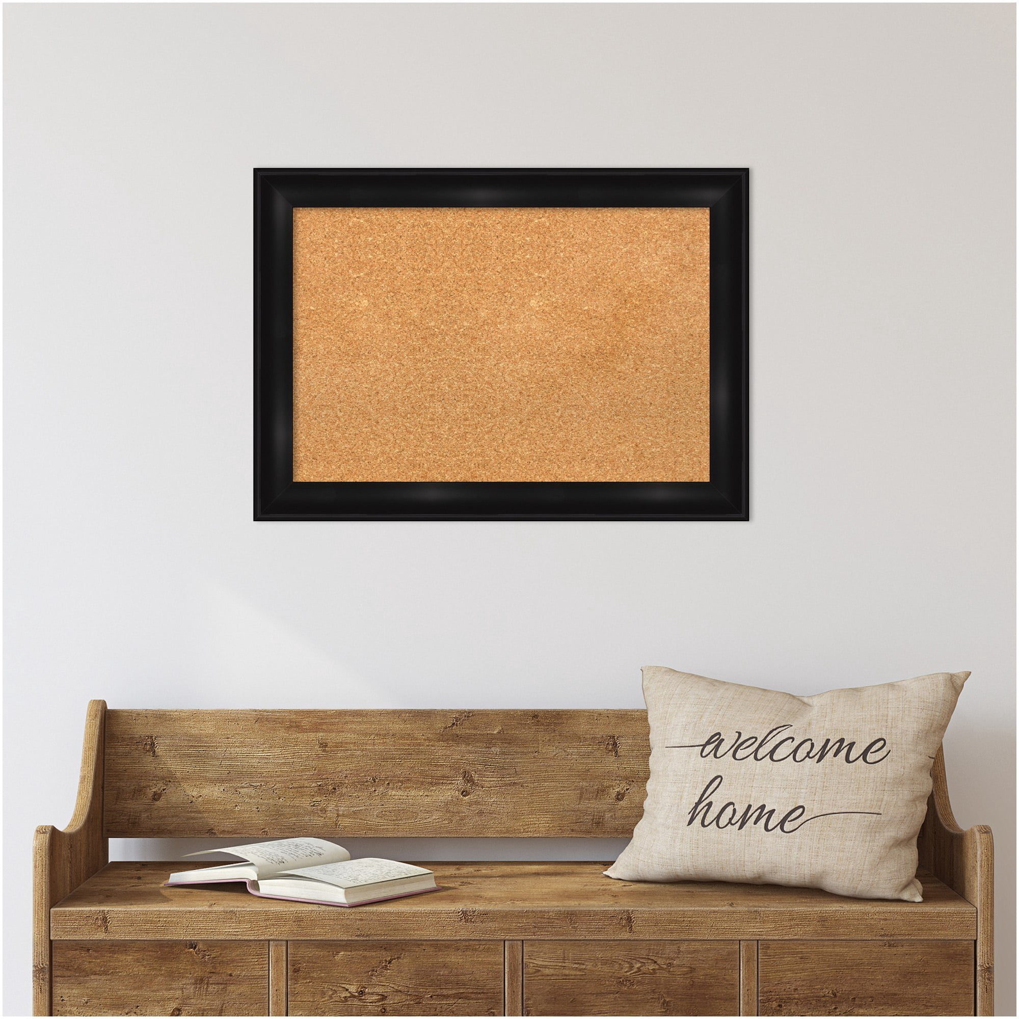Amanti Art Natural Cork Board Framed Grand Black Narrow Bulletin Board 28 in. x 20 in.