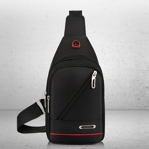 pstuiky Bolso bandolera pequeño tipo bandolera para el pecho bolso de viaje informal tipo bandolera para hombre y mujer con orificio para auriculares.