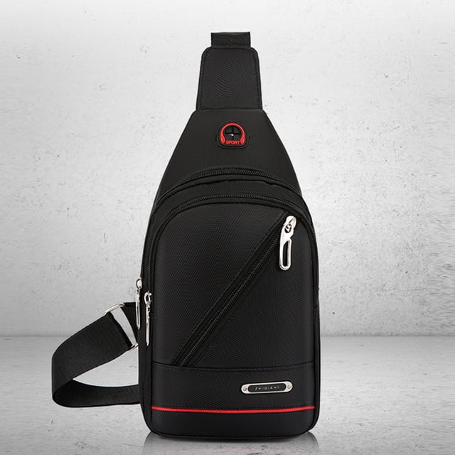 Small Sling Crossbody Bag Chest Shoulder Travel Bag Casual Daypack Sling Purse For Men Women With Earphone Hole Water